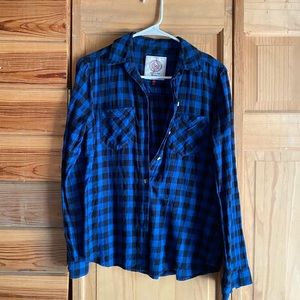Blue and Black Button Up Flannel